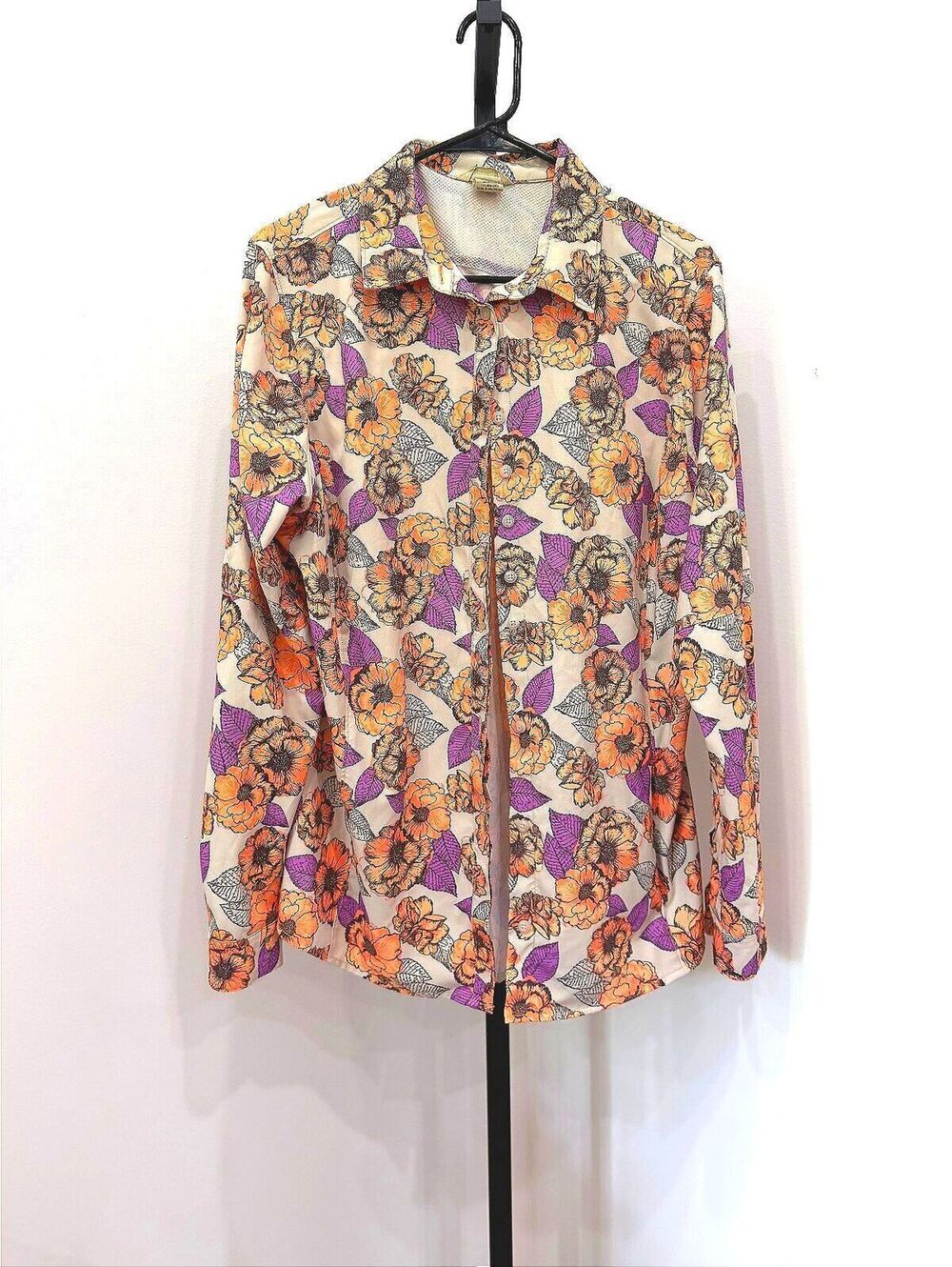Duluth Trading Co. Women's Floral Long Sleeve Shirt Size L Sidewinder Gardening